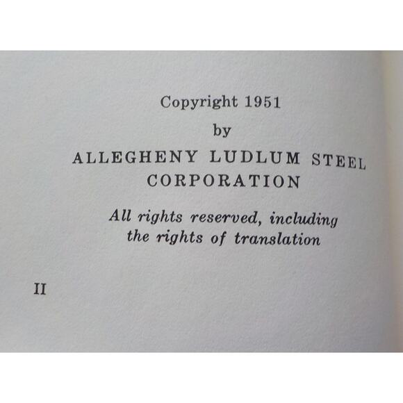 VTG Tool Steel Handbook AL Allegheny Ludlum Steel Corporation 1951 Blue Book HC - Picture 12 of 13